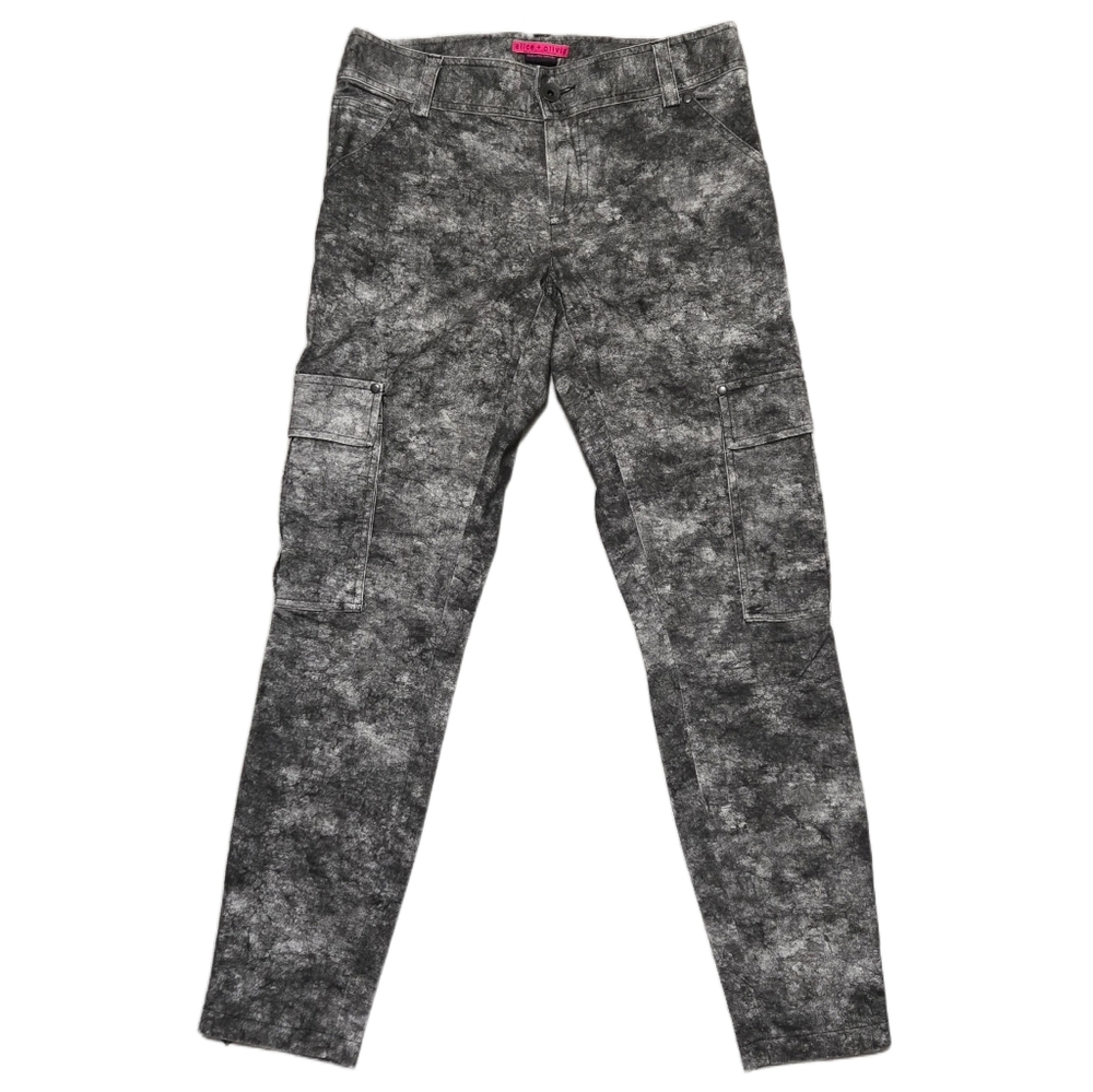 Alice + Olivia Acid Wash Skinny Cargo Pants Size 8 Ankle Zip Grey